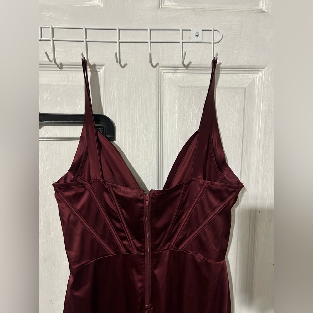 satin maroon sweetheart homecoming dress w corest